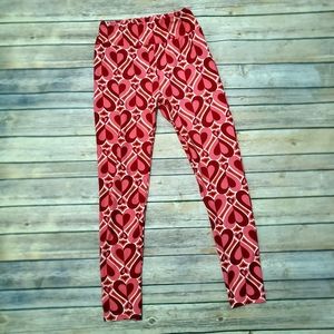 Lularoe • OS Heart Print Valentines Love Leggings